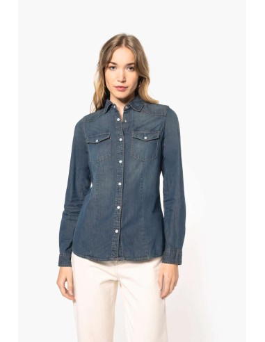K-KA518-LADIES' LONG-SLEEVED DENIM SHIRT